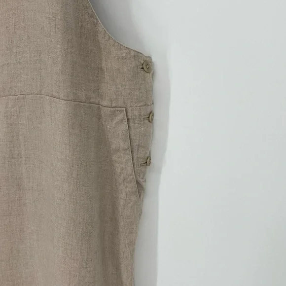 Eileen Fisher Cropped Organic Linen Overalls Size XL - Picture 4 of 9